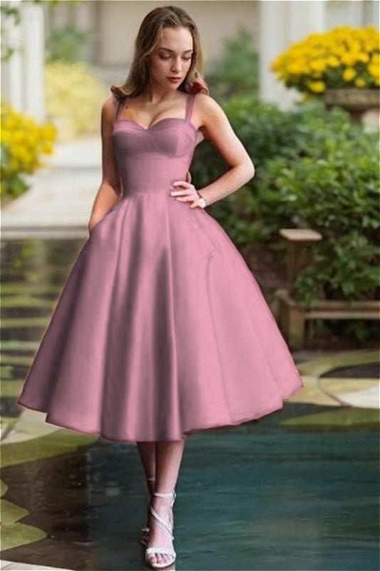 Red Spaghetti Straps Homecoming Dress Sweetheart Sleeveless A Line Short Cocktail Dress