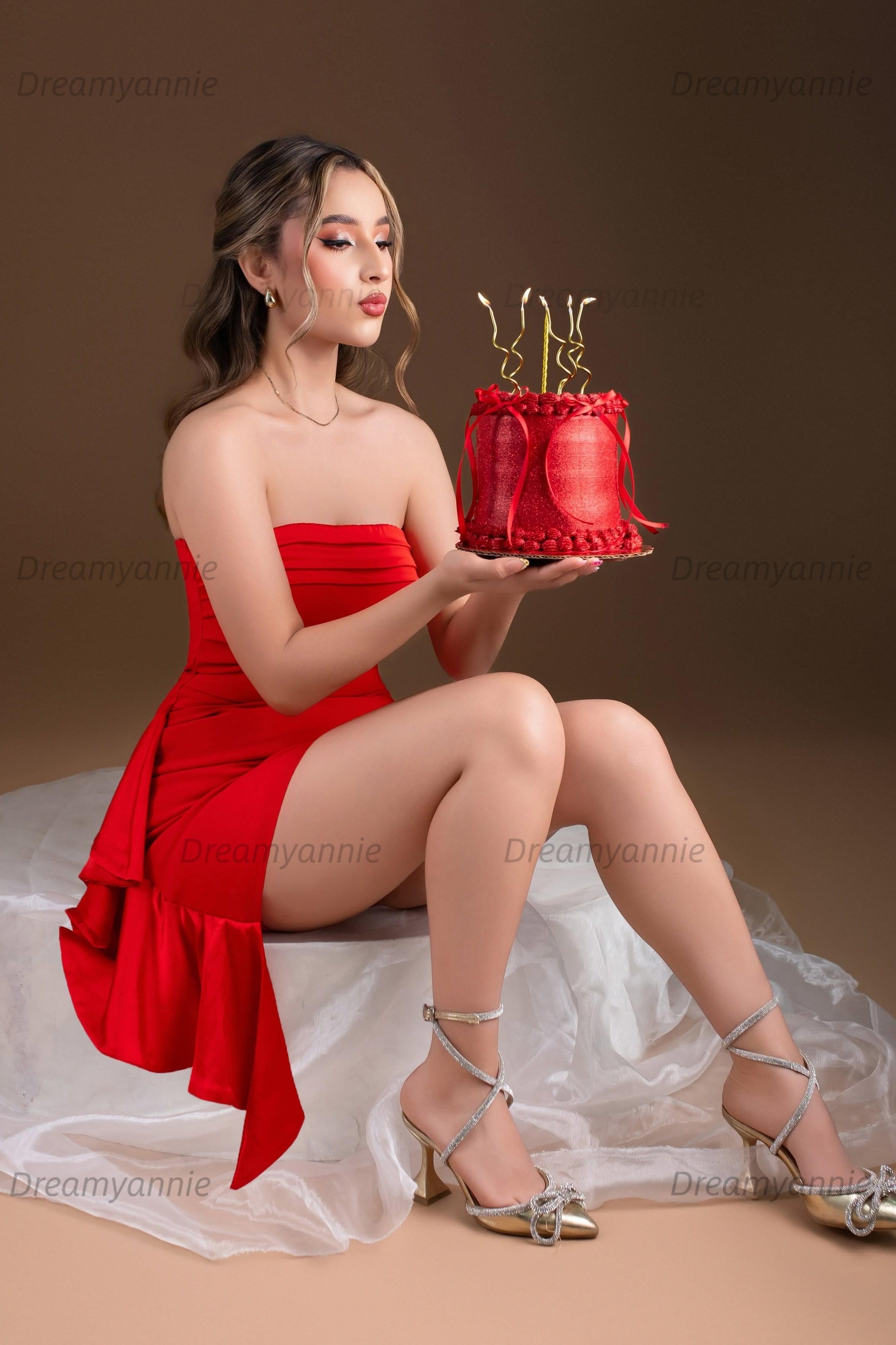 Red Strapless Bodycon Homecoming Dress with Ruffle Detail