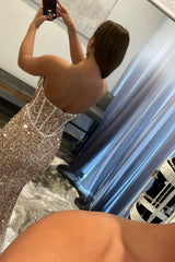 Rose Golden Prom Dress Sparkly Sequined Mermaid Long Evening Dress