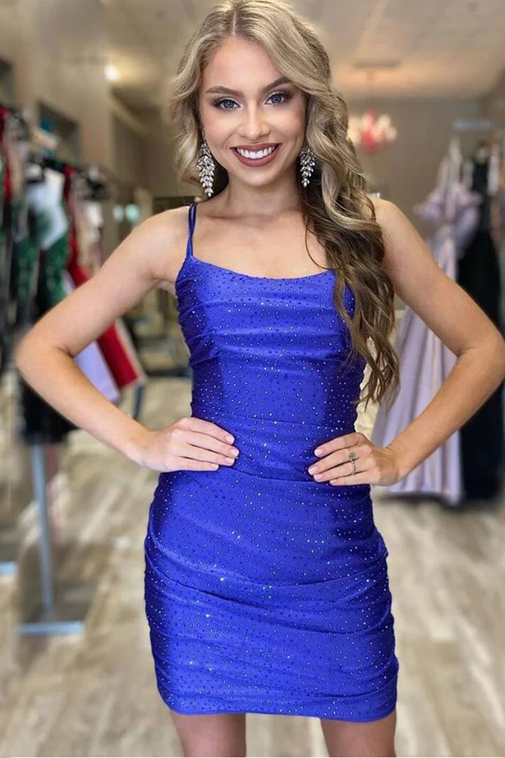 Rose Pink Homecoming Dress Lace Up Tight Cocktail Party Dresses