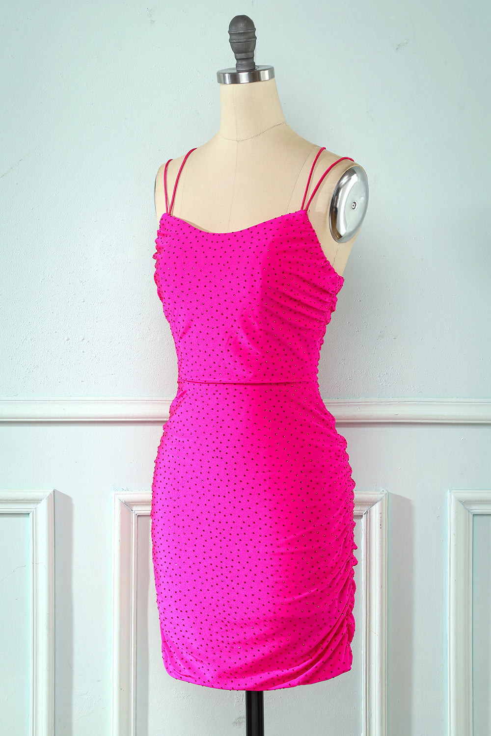 Rose Pink Homecoming Dress Lace Up Tight Cocktail Party Dresses