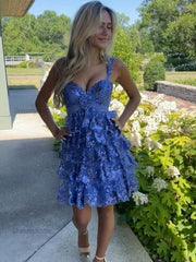Rosette Sequin Baby Doll Short Homecoming Party Dress