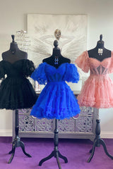 Royal Blue Homecoming Dress Corset A-Line Short Prom Dress