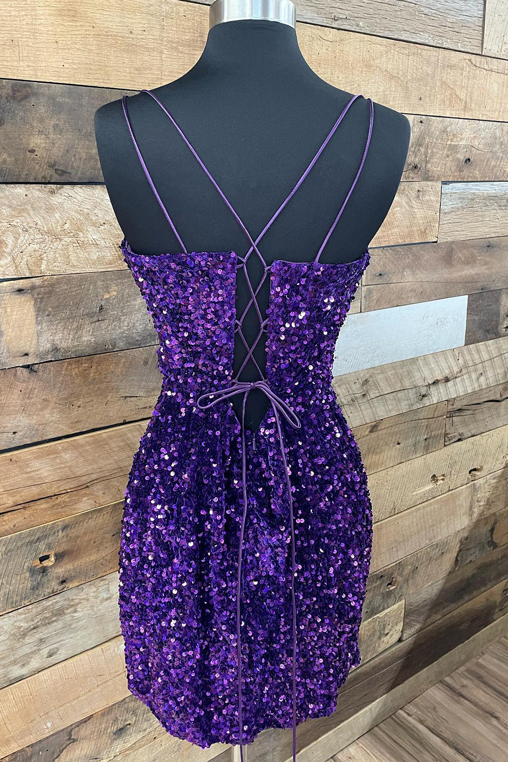 Royal Blue Homecoming Dress Criss-Cross Straps Sequin Tight Short Hoco Dress