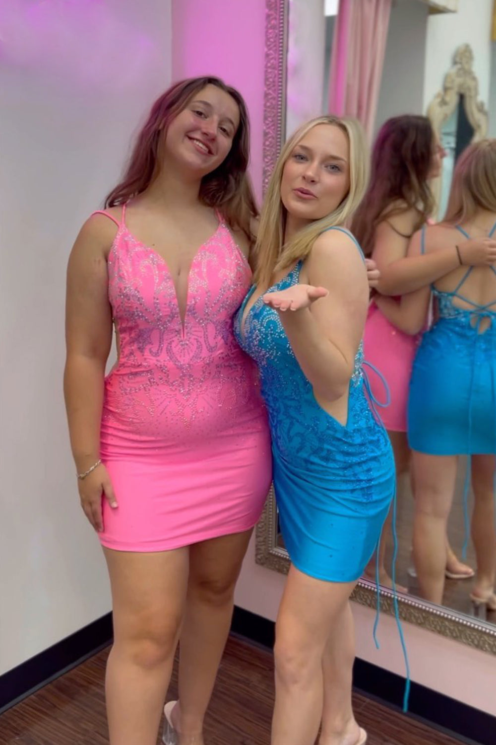 Royal Blue Homecoming Dress Lace-Up Back Sequin Tight Short Cocktail Dresses