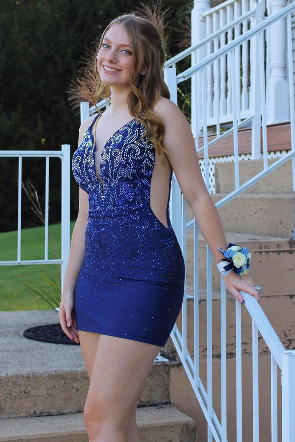 Royal Blue Homecoming Dress Lace-Up Back Sequin Tight Short Prom Dress