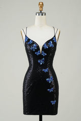 Royal Blue Homecoming Dress Sequin Beaded Tight Short Cocktail Dresses