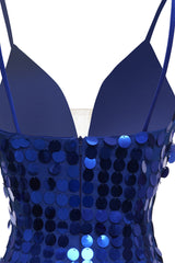 Royal Blue Homecoming Dress Sequin Tight Short Prom Dress