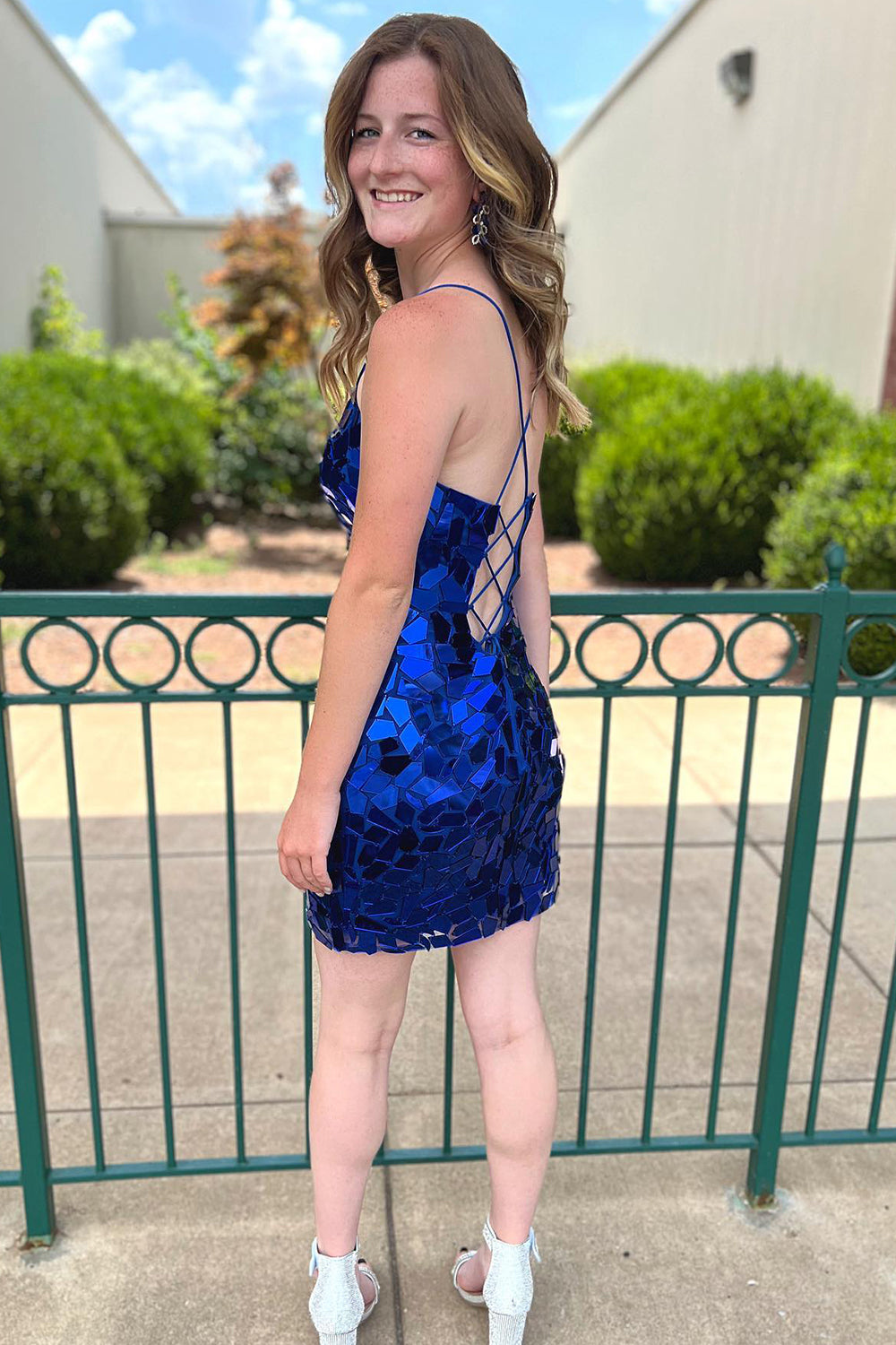 Royal Blue Homecoming Dress Sequined Tight Short Cocktail Dresses