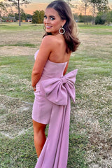Royal Blue Homecoming Dress Strapless Tight Short Prom Dress with Bowknot
