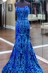 Royal Blue Prom Dress Corset Mermaid Long Formal Dress
