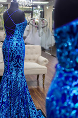 Royal Blue Prom Dress Corset Mermaid Long Formal Dress
