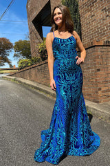Royal Blue Prom Dress Corset Mermaid Long Formal Dress