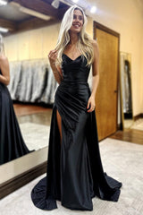 Royal Blue Prom Dress Mermaid Side Cape Long Formal Dress With Slit