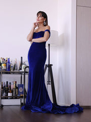 Royal Blue Velvet Formal Dress Mermaid Evening Dress