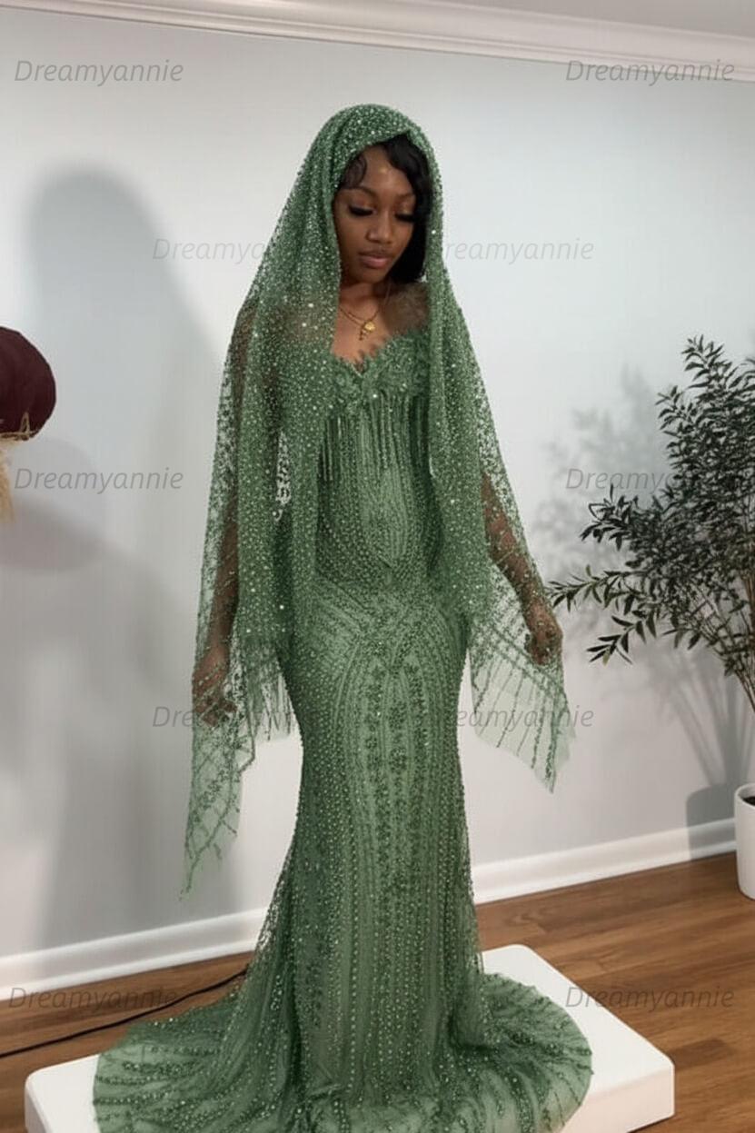 Dreamyannie Sweetheart Prom Dress Mermaid Stunning Evening Dress with Beadings