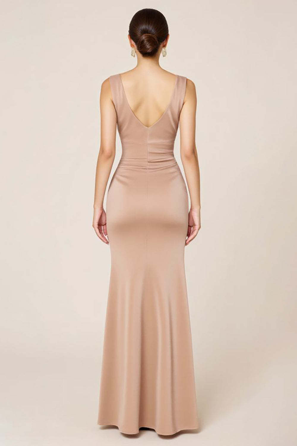 Satin Formal Dress Sheath Boat Neck Long Wedding Guest Dress With Slit