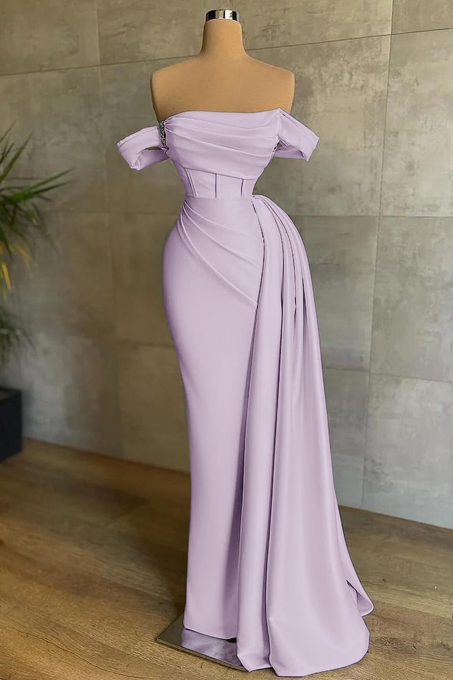 Satin Mermaid Prom Dress Off the Shoulder Formal Dress