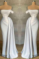 Satin Mermaid Prom Dress Off the Shoulder Formal Dress