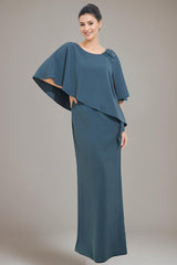 Scoop Neck Sheath Column Dress for Mother of the Bride & Groom with Appliques and Beadings