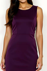 Scoop Purple Wedding Guest Dress Sleeveless Sheath Short Formal Dress