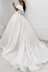 Sequin Off The Shoulder Ball Gown Wedding Dress