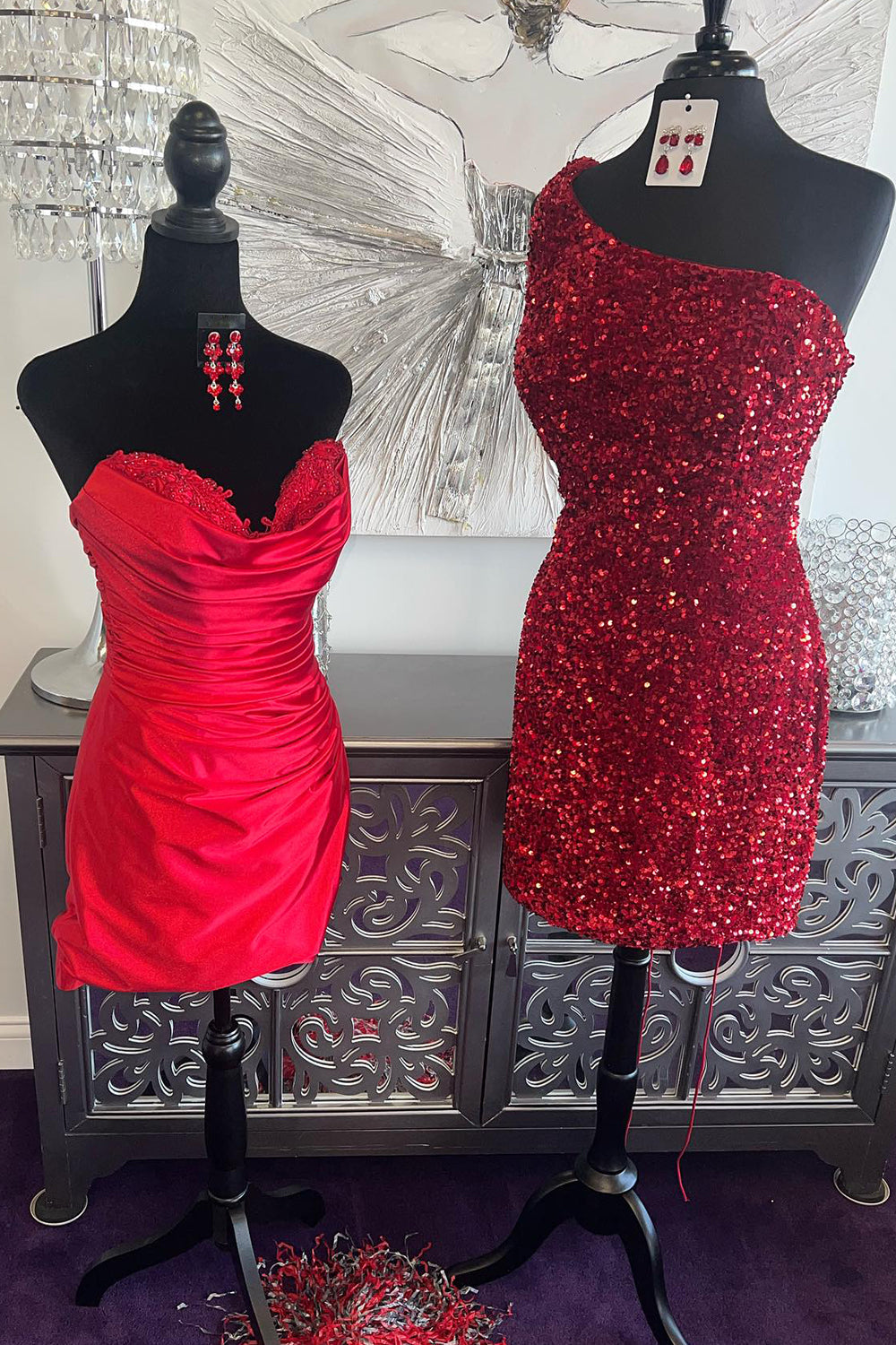Sheath One Shoulder Royal Blue Homecoming Dress Sequin Short Cocktail Dresses