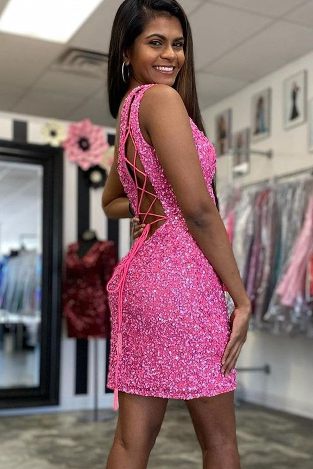 Sheath One Shoulder Royal Blue Homecoming Dress Sequin Short Cocktail Dresses