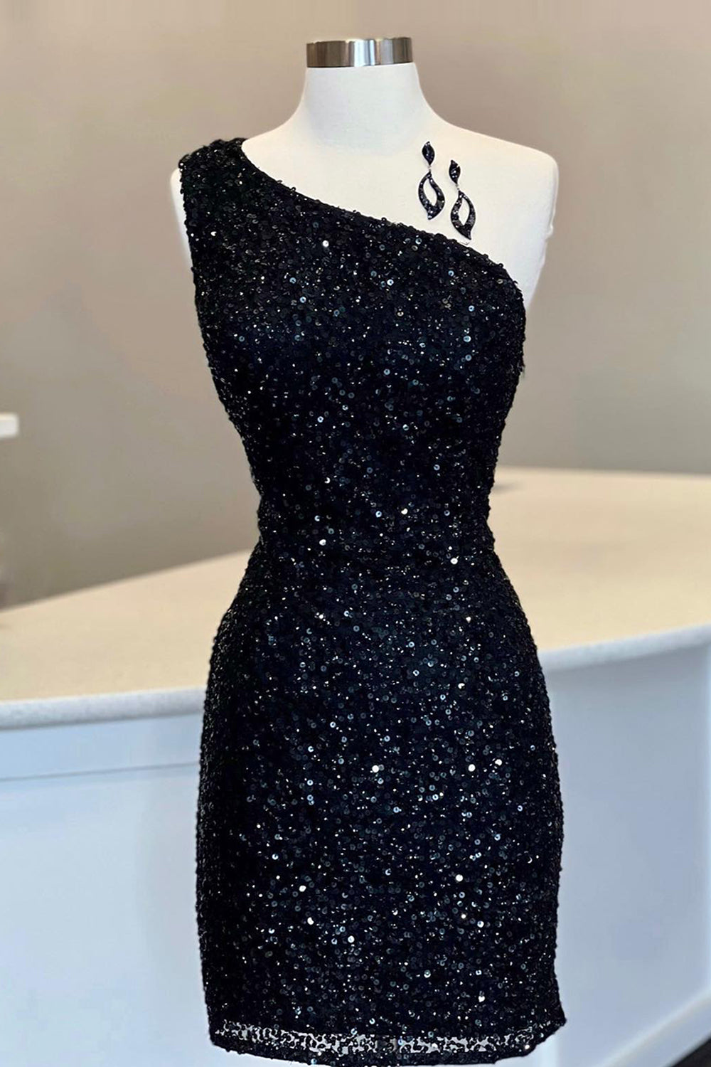Sheath One Shoulder Royal Blue Homecoming Dress Sequin Short Cocktail Dresses