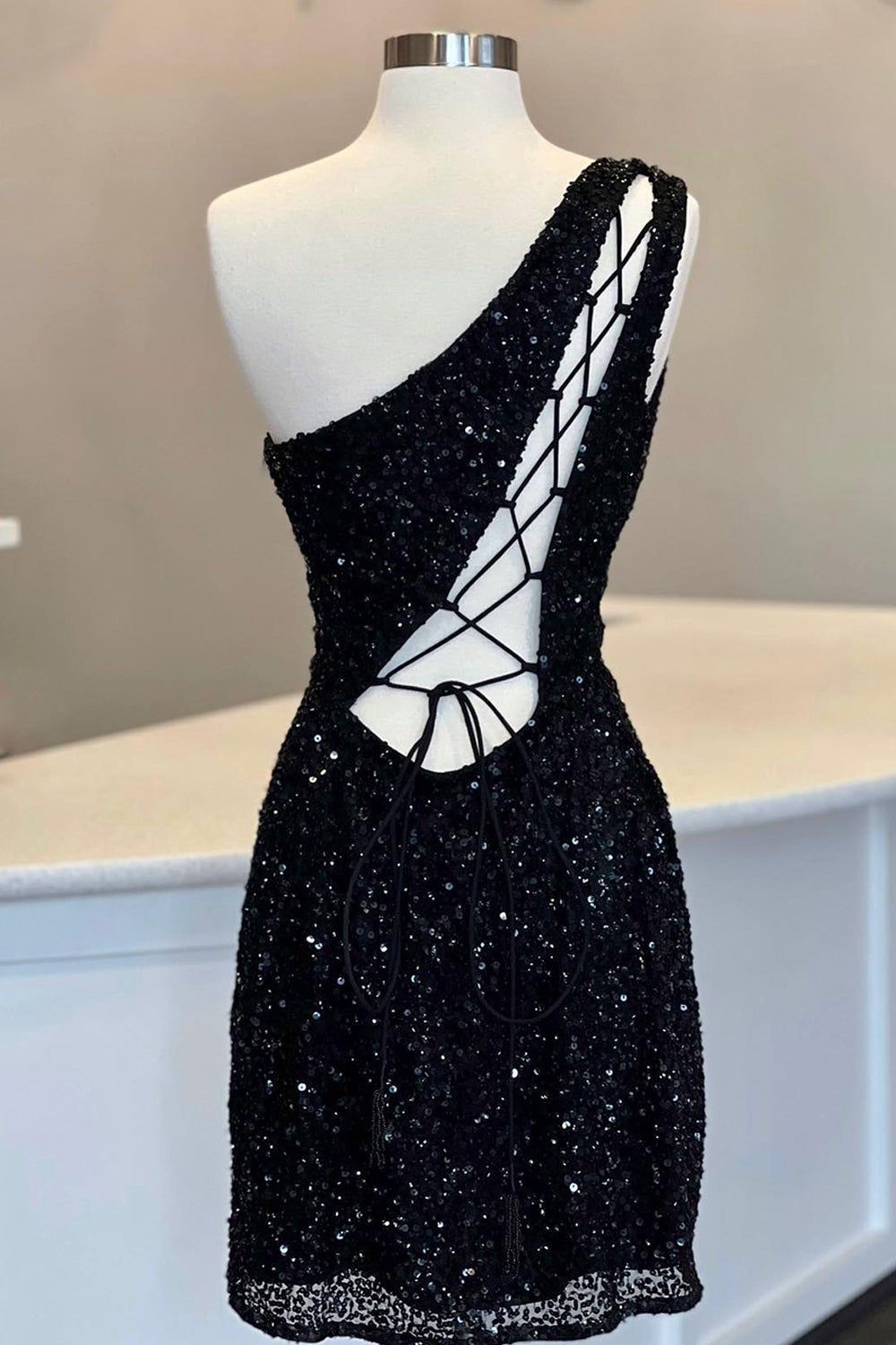 Sheath One Shoulder Royal Blue Homecoming Dress Sequin Short Cocktail Dresses