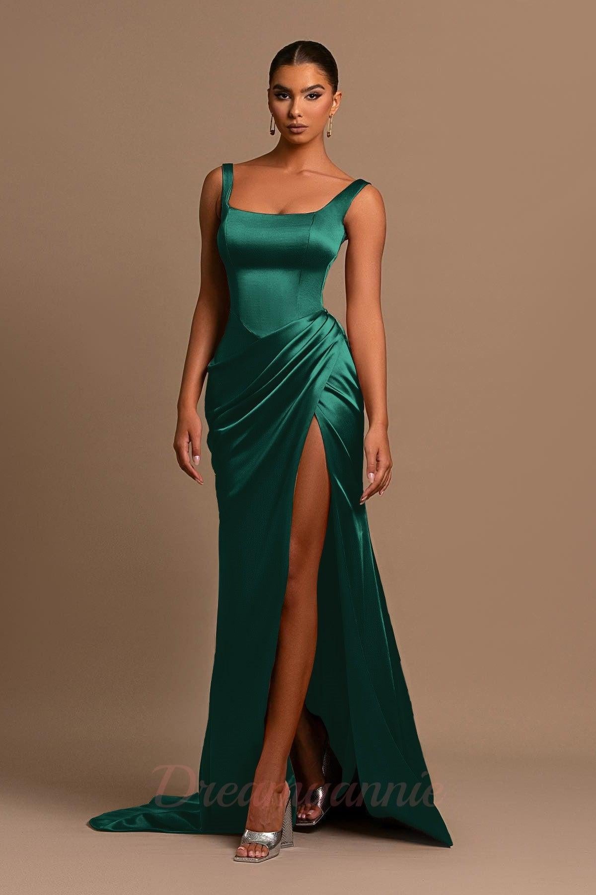 Sheath/Column Prom Dress Square Neckline Floor-length Formal Dress