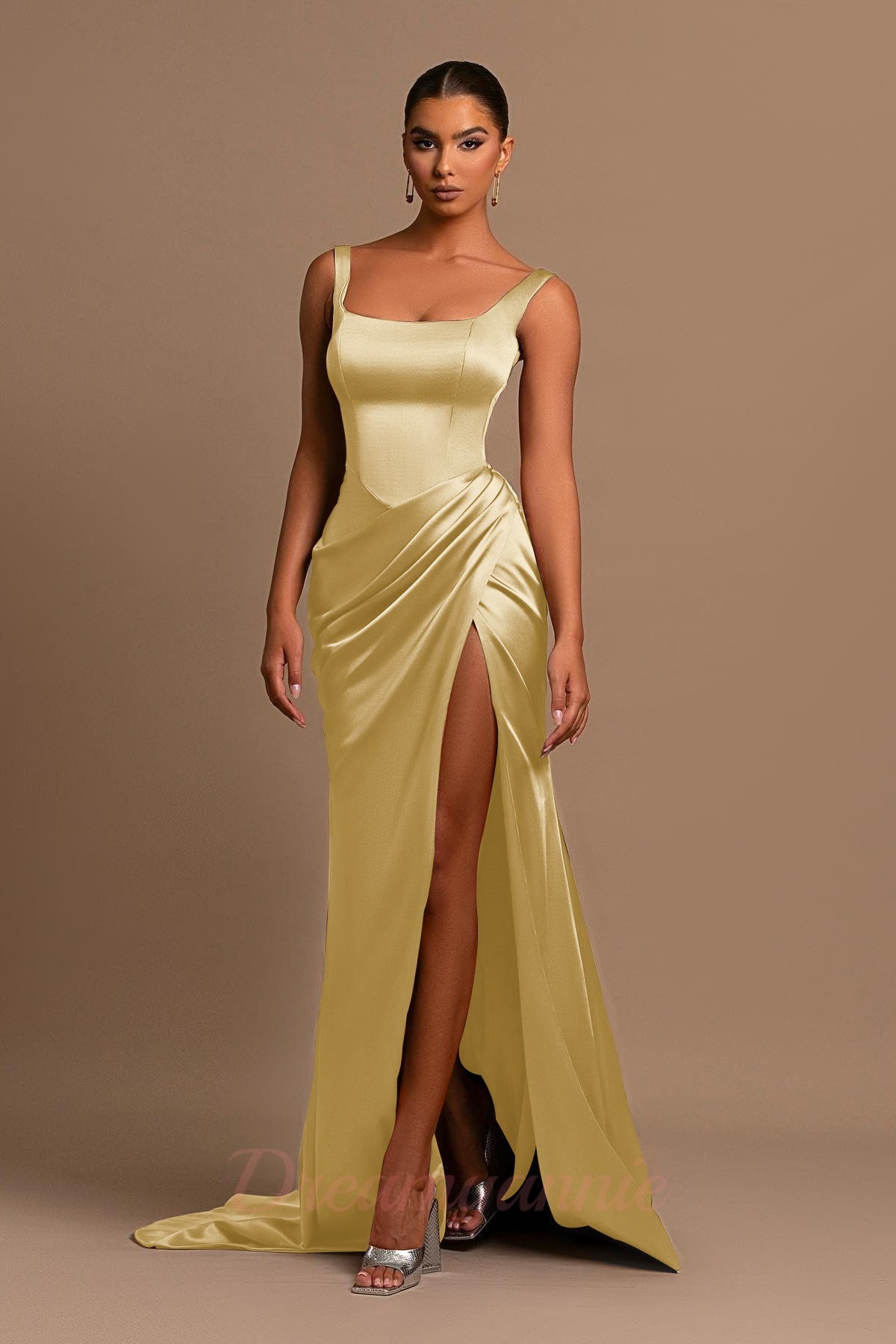 Sheath/Column Prom Dress Square Neckline Floor-length Formal Dress