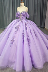 Quinceanera Dress Party Gown Purple Lace Appliques Beaded Off The Shoulder For 16 Year Ball Gown Dress