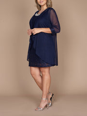 Short Lace Sheath Column Jewel Neck Mother of the Bride Dresses