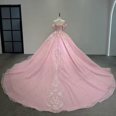 Short Sleeves Quinceanera Pink Dress Ball Gown Sweet 16 Dress