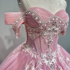 Short Sleeves Quinceanera Pink Dress Ball Gown Sweet 16 Dress