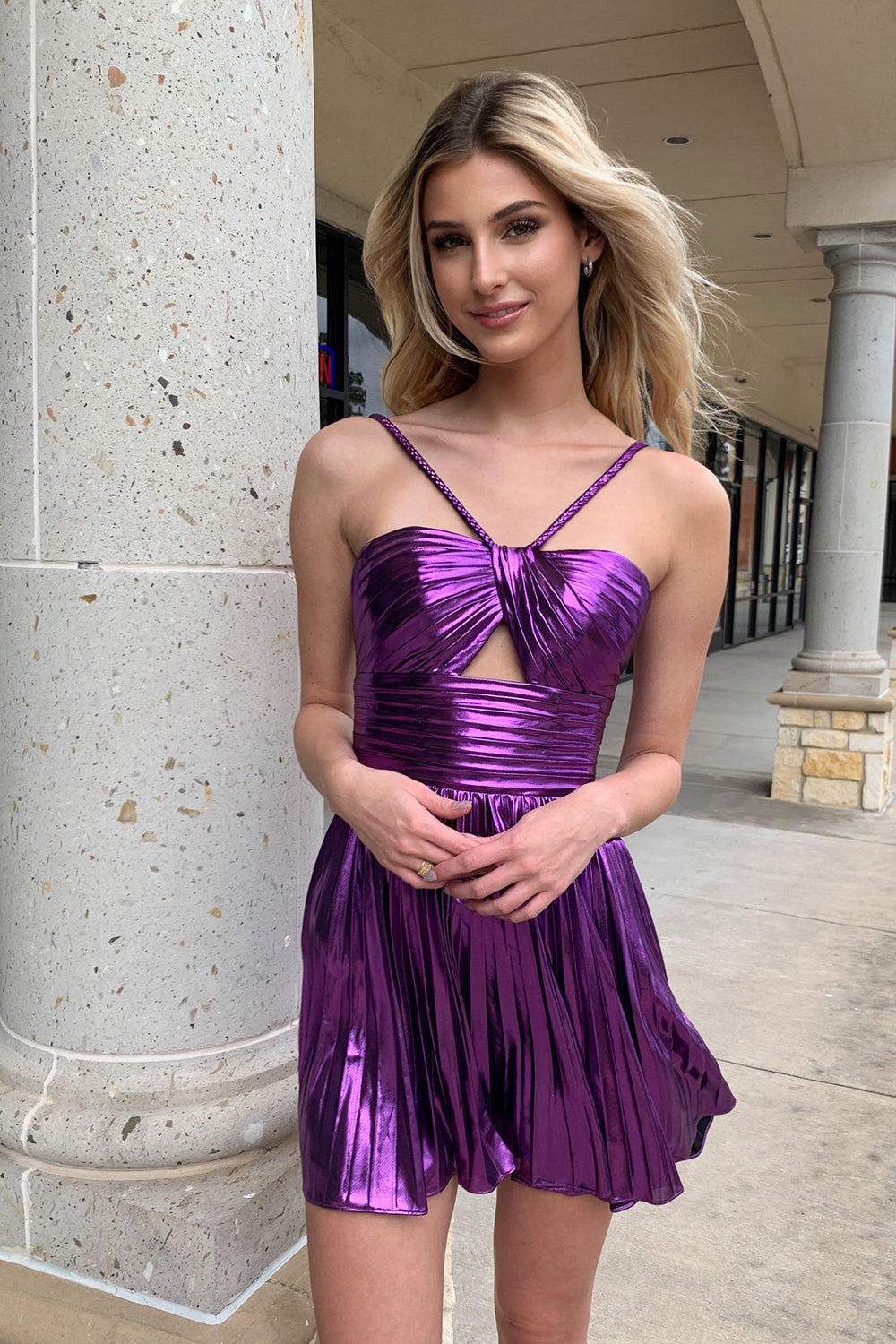 Silver Homecoming Dress A Line Halter Short Prom Dress