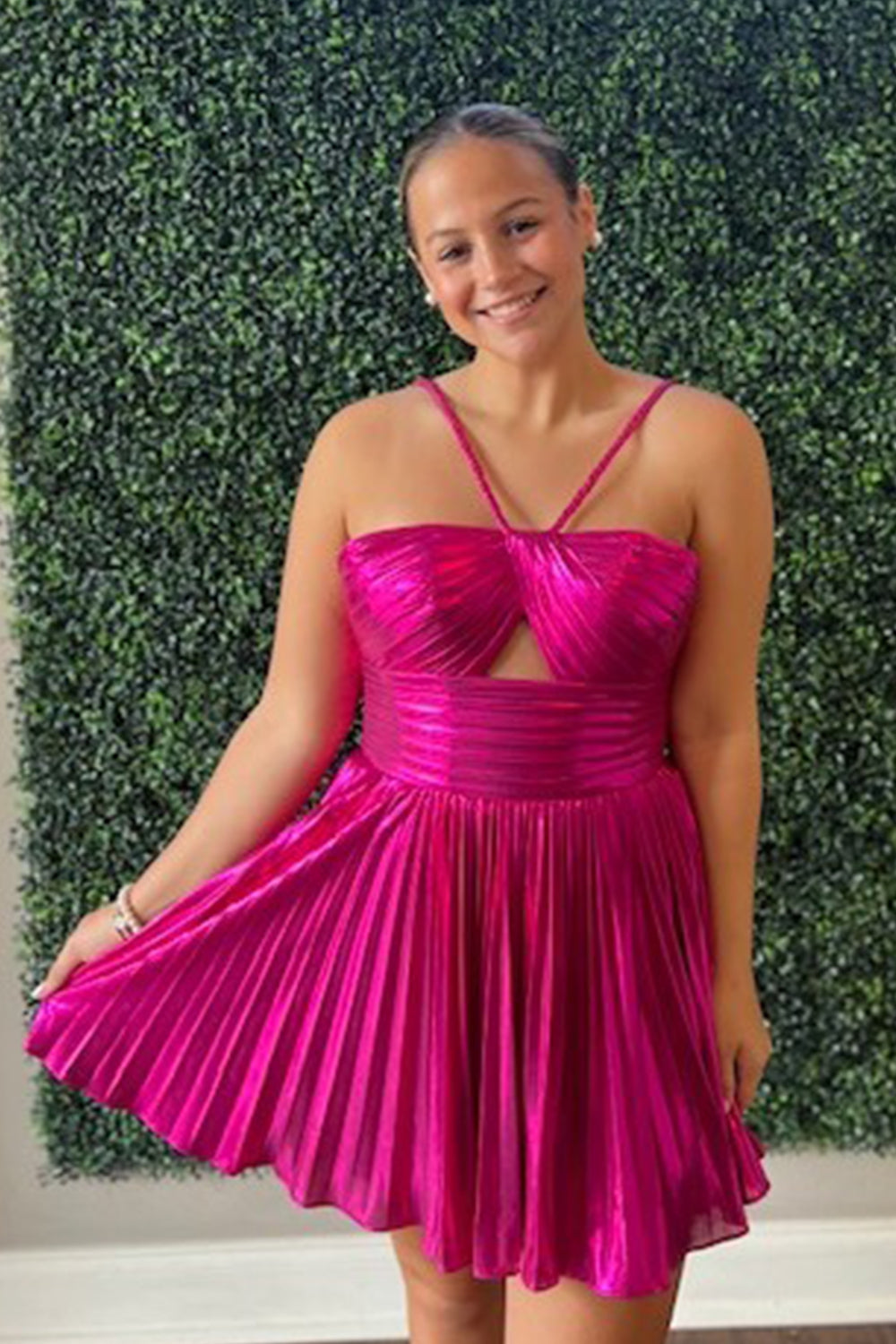 Silver Homecoming Dress A Line Halter Short Prom Dress