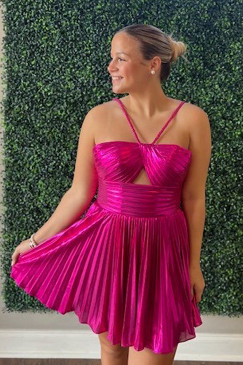 Silver Homecoming Dress A Line Halter Short Prom Dress