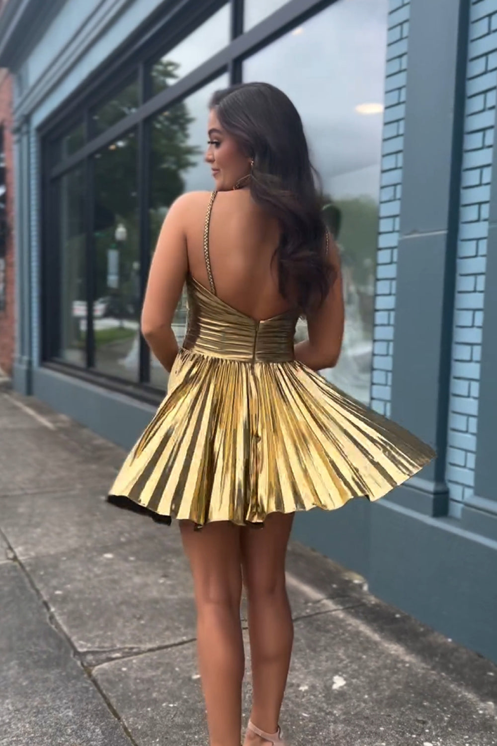 Silver Homecoming Dress A Line Halter Short Prom Dress