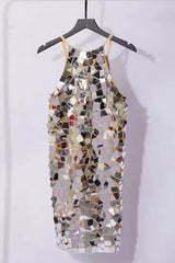 Silver Homecoming Dress Mirror Tight Short Prom Dress
