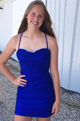 Simple Black Homecoming Dress Corset Tight Short Prom Dress