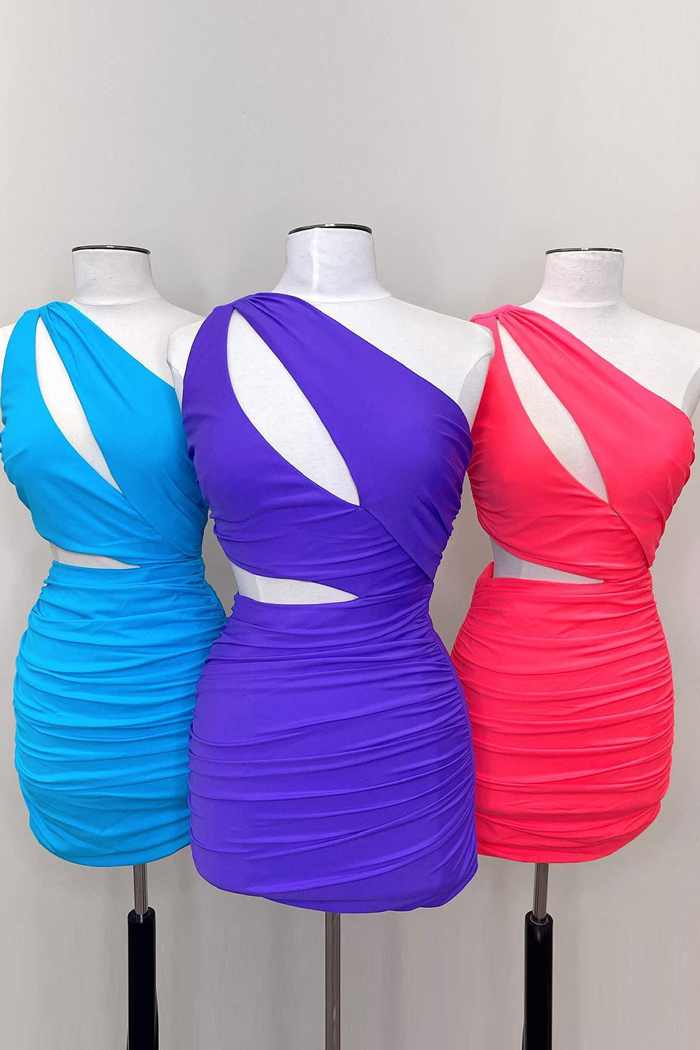 Simple Coral Homecoming Dress Cut Out Tight Short Cocktail Dresses