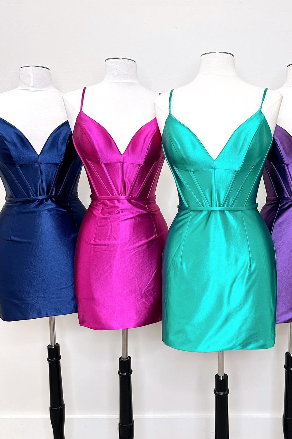 Simple Green Homecoming Dress Corset Tight Satin Short Cocktail Dresses