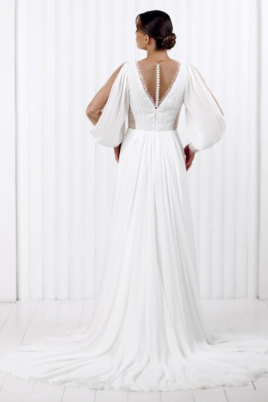 Simple Long Sleeve Beach Wedding Dress A Line Boho Bridal Gown