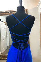 Simple Royal Blue Homecoming Dress Satin Tight Short Prom Dress