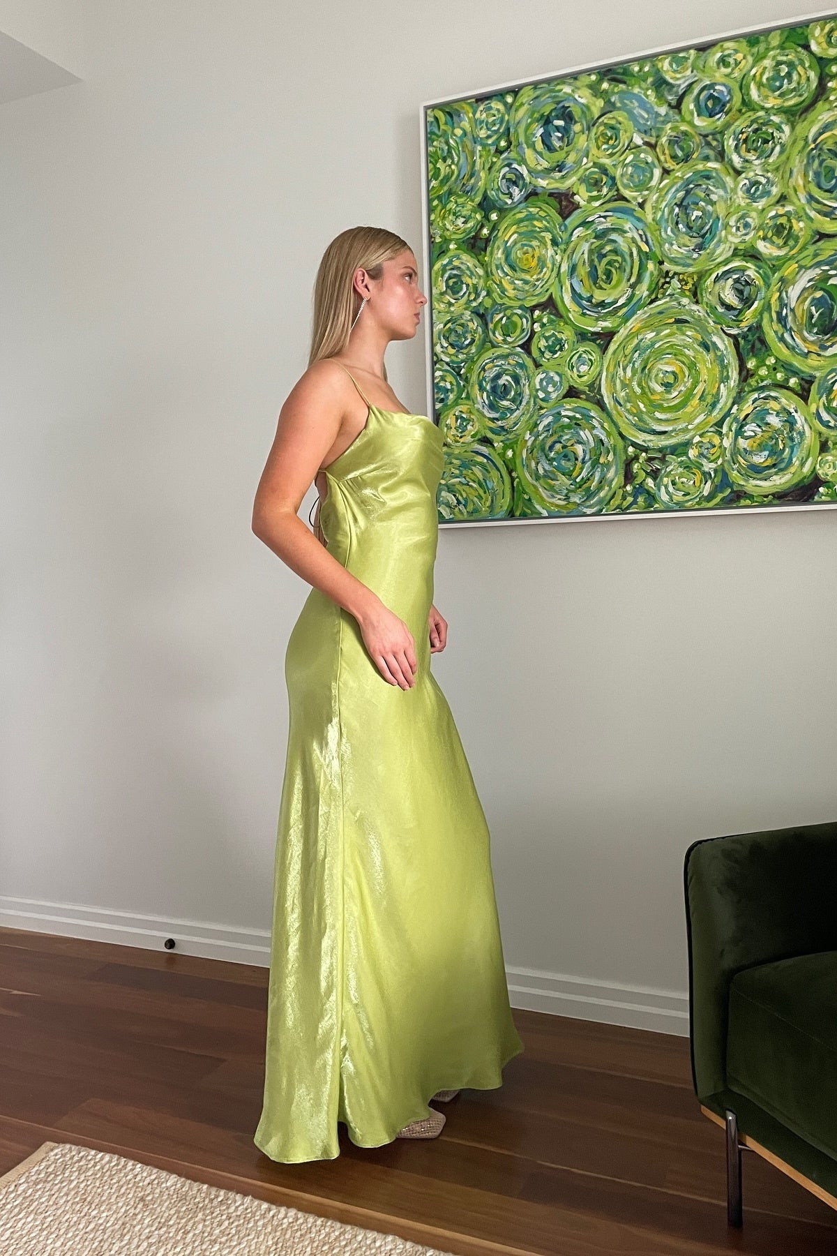 Simple Sheath Spaghetti Straps Light Green Long Party Dress With Backless Formal Evening Gown
