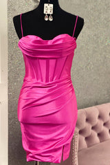 Simple Silver Homecoming Dress Corset Tight Satin Short Prom Dress