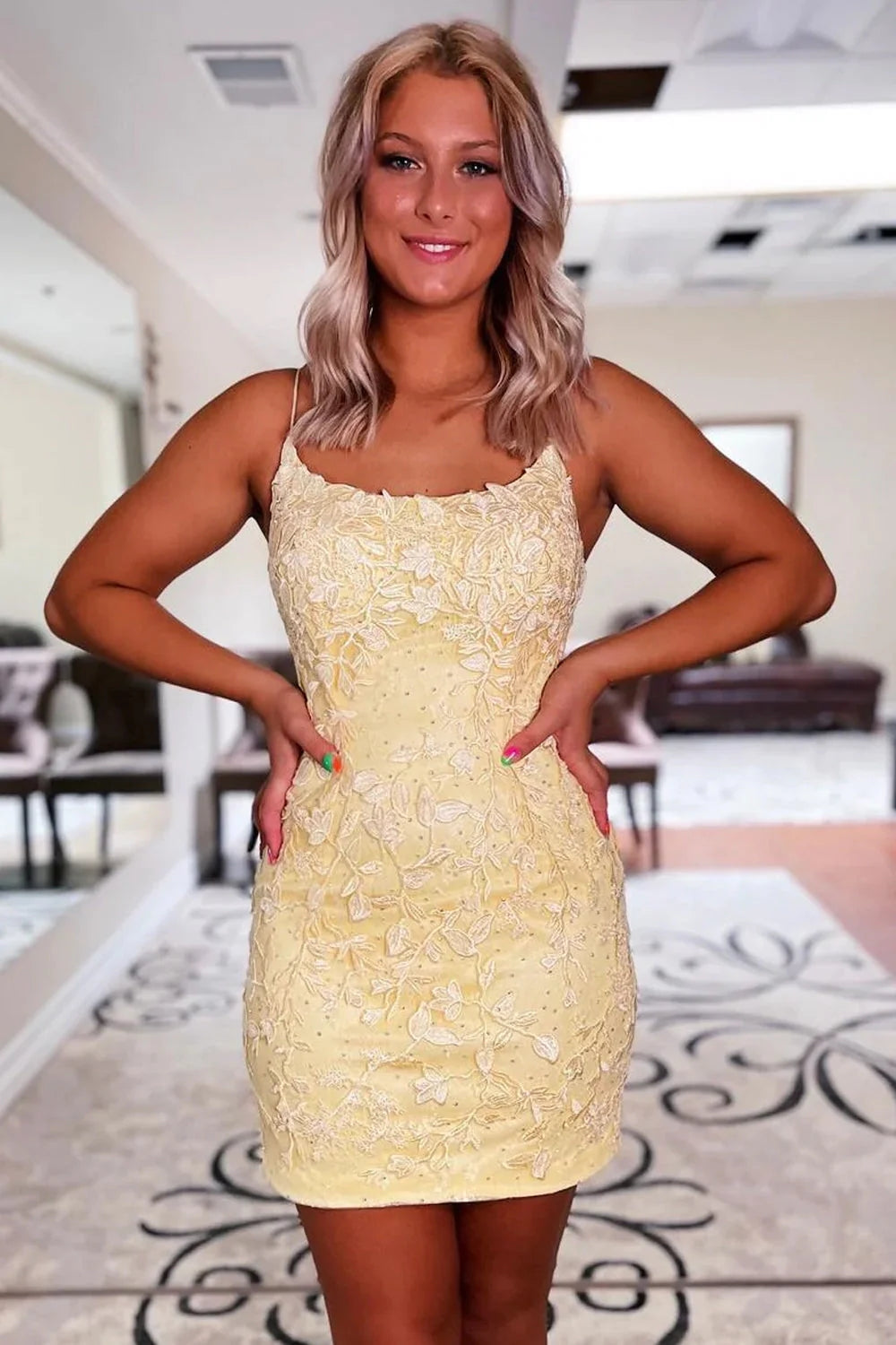 Sky Blue Homecoming Dress Spaghetti Straps Lace Tight Short Cocktail Dresses