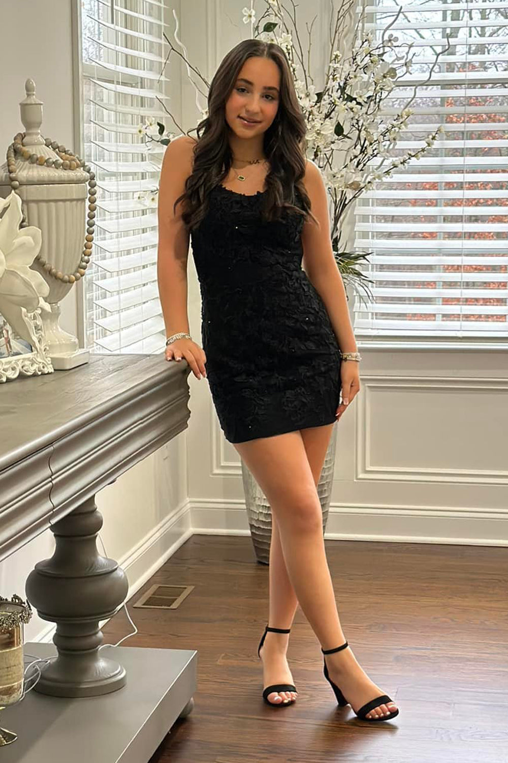 Sky Blue Homecoming Dress Spaghetti Straps Lace Tight Short Cocktail Dresses